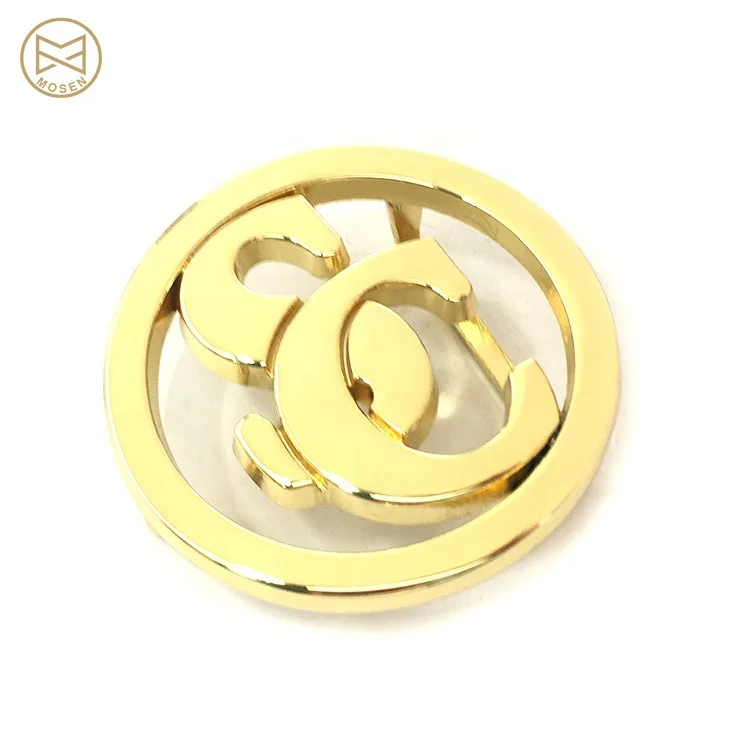 Factory Supply Gold Round Logo Hollowed Custom Brand Name Metal Belt Buckle