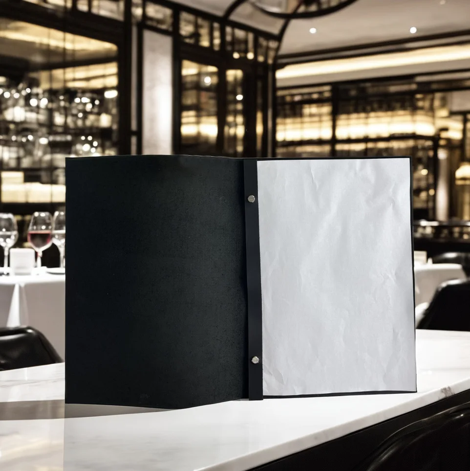 Quick Shipping A5 Leather Menu Cover with Logo Soft Screw Post Binding Menu Folder Book Custom Folio Restaurant Menu Holder