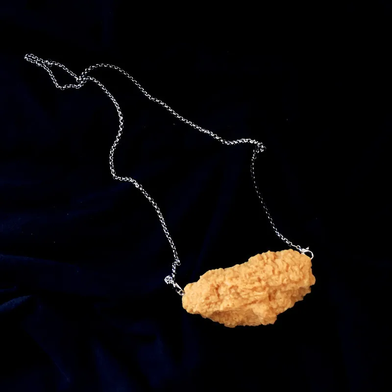 New Arrival Simulation Food Necklace Fried Chicken Leg Chicken Wings Resin Necklace Barbecue Resin Necklaces for Women and Girls