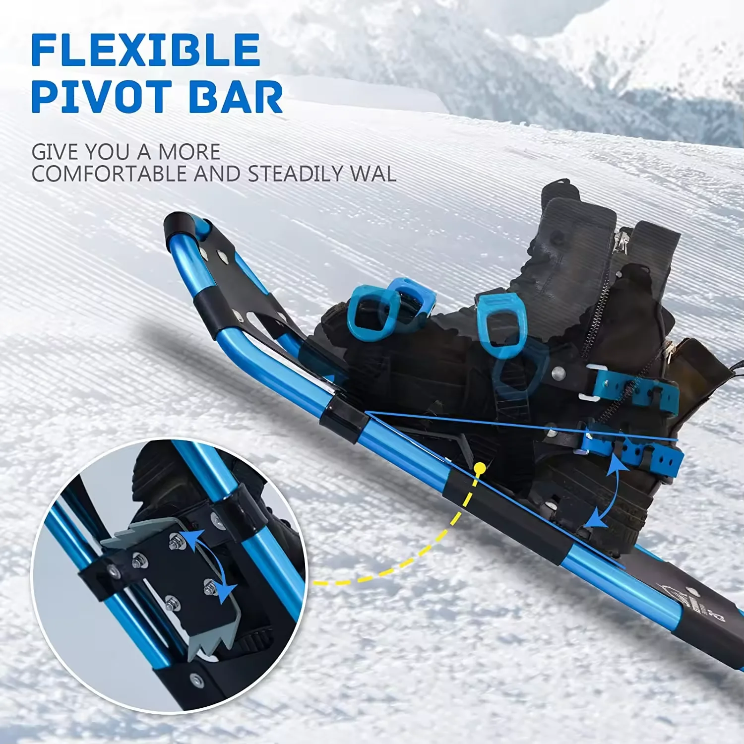 Snowshoes Lightweight Aluminum With Flex Pivot Multiple Sizes And Trekking Poles For All Terrain Hiking Men Women