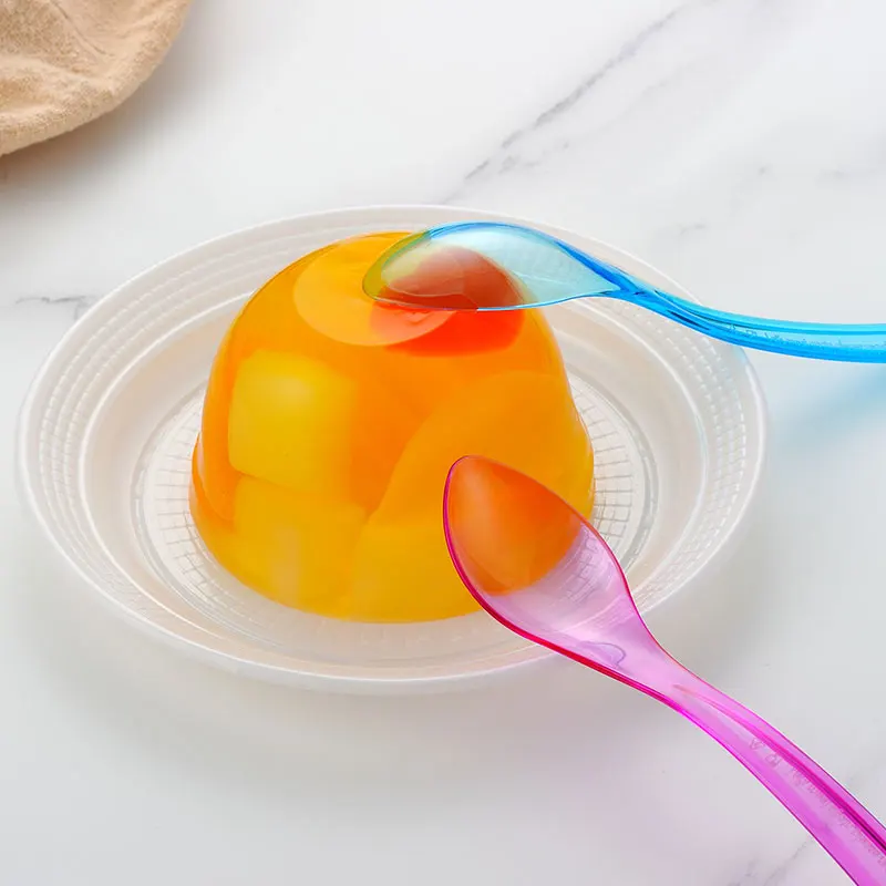 Customized Disposable Mixed Colours Plastic Spoons 3.5g Disposable Ice Cream Scoop Dessert Spoon