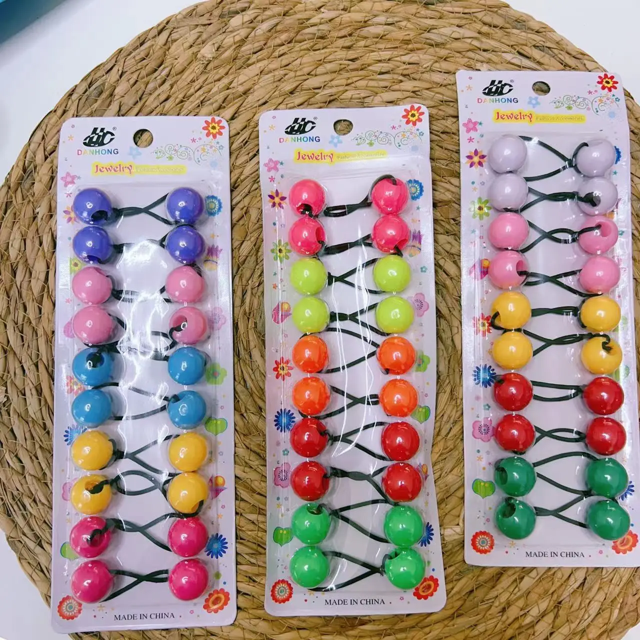 MYLULU quality hotsale elastic ponytail beads knocker ball hair ties kids hair balls for toddler girls hair bobbles with balls
