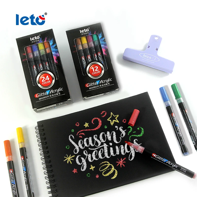 Small Glitter Acrylic Marker Pens with 24 color, DIY Craft Projects, Ceramic, Glass, Canvas, Mug, Metal, Wood LT-1115