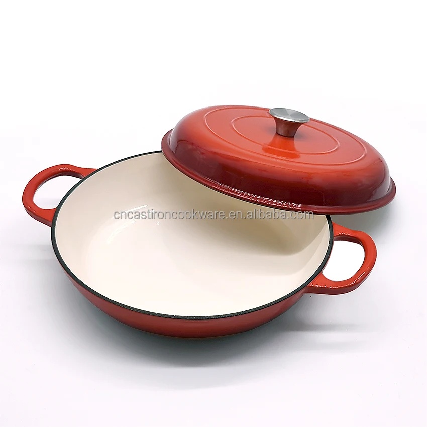 Cast Iron Cookware Casserole Enamel Cast Iron Round Shallow Casserole Dishes cCooking Pot Braisers Wholesale