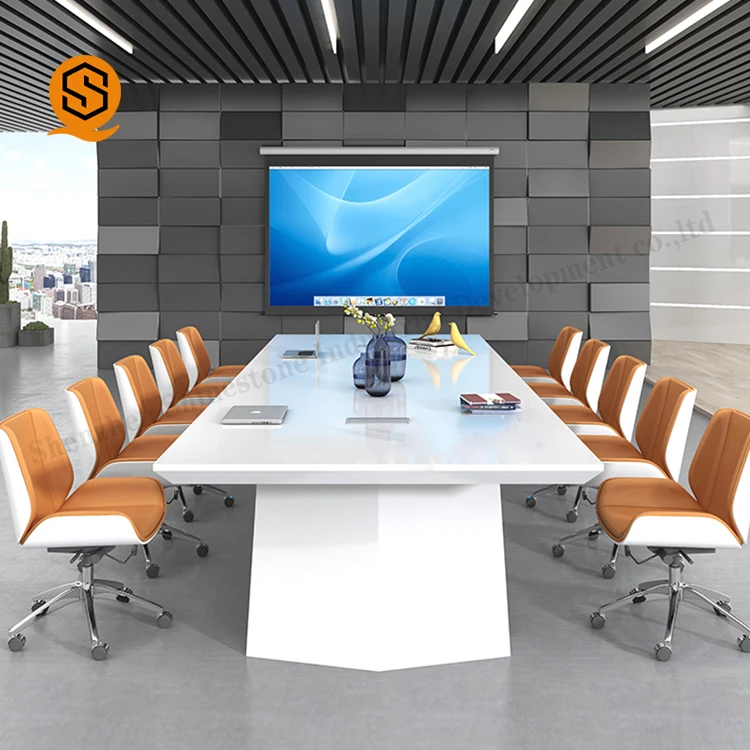 China Conference Room Stone Marble Top Modern Design Office Furniture White Conference Table