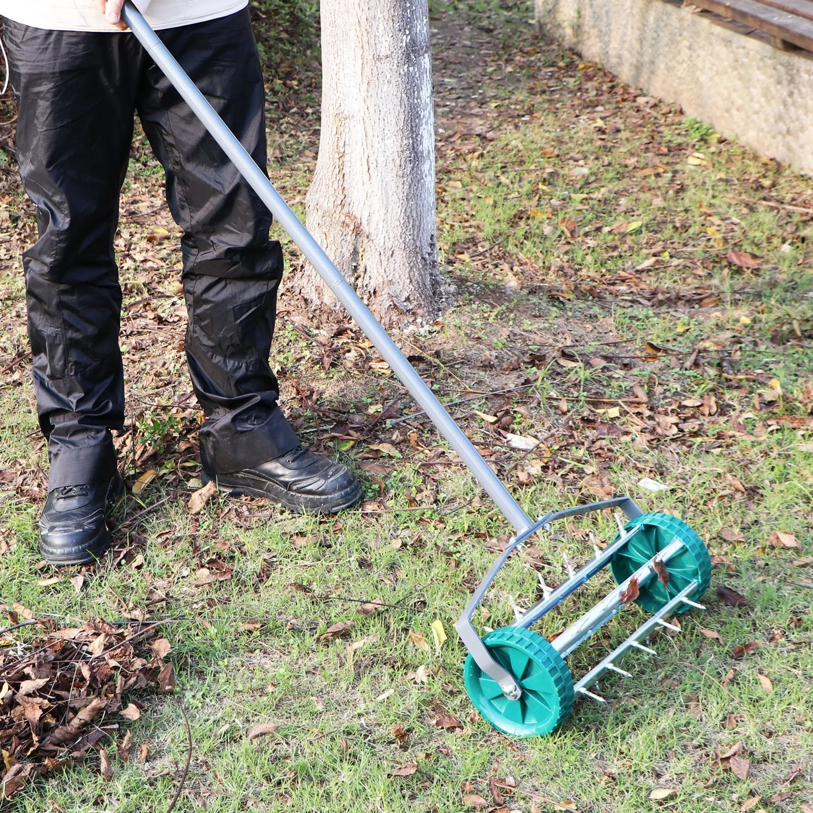 Rotary Manual Lawn Aeration Push Rotary Spike Lawn Aerator For Garden And Yard Grass