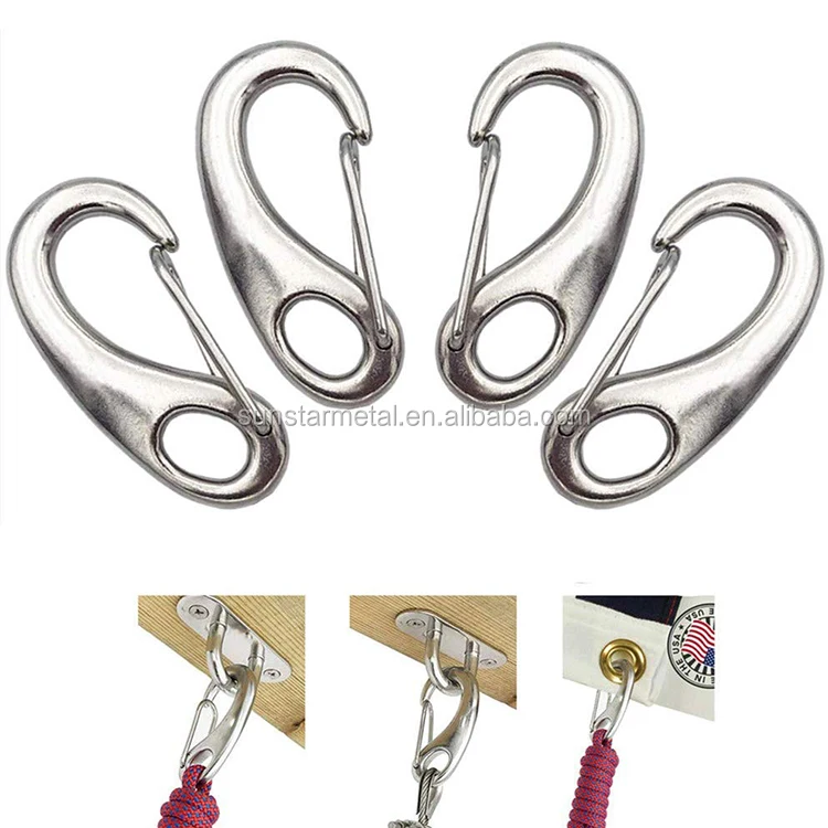 marine Stainless Steel quick link 50mm 100mm Egg Shaped Snap Hook Carabiner