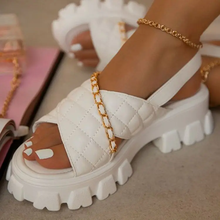 Factory New Cheap Latest Patent Leather Back Buckle Sandals Beach Casual Shoes  Plus Size Women Heightening Sandals