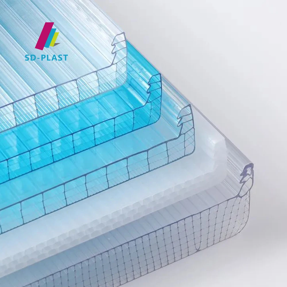 6mm 8mm 10mm 4-wall R-Structure Thick Polycarbonate Sheet Color Polycarbonate Standing Seam System Polycarbonate Roofing Sheet