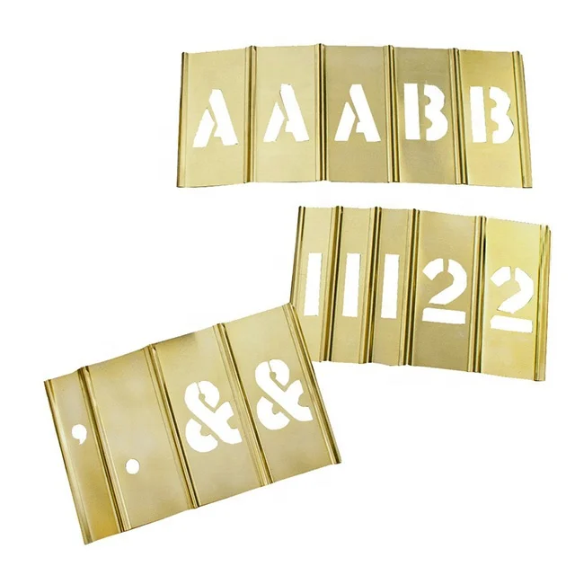 Brass Interlocking Stencil Letter and Figure Set For Paint