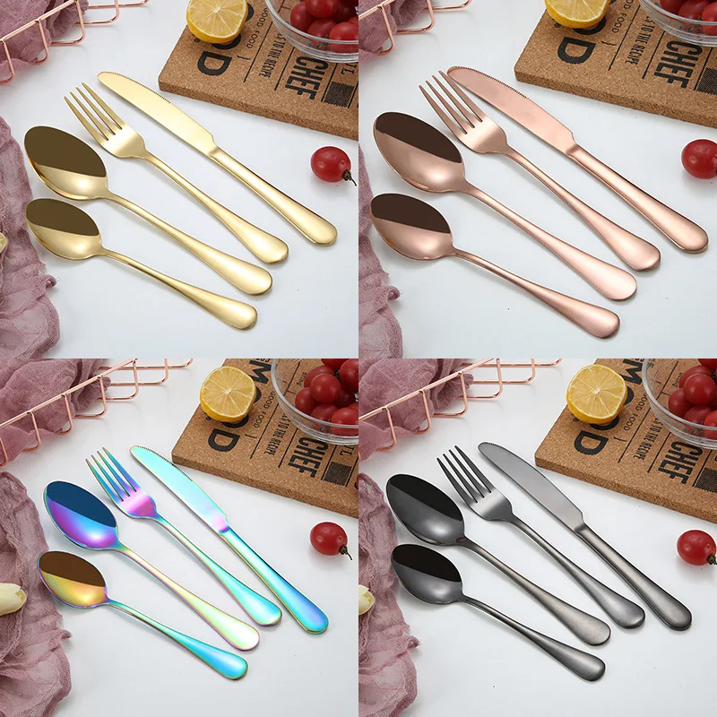 
High Quality Colorful Stainless Steel Cutlery Set Mirror Polishing 24pcs WIth Gift Box 