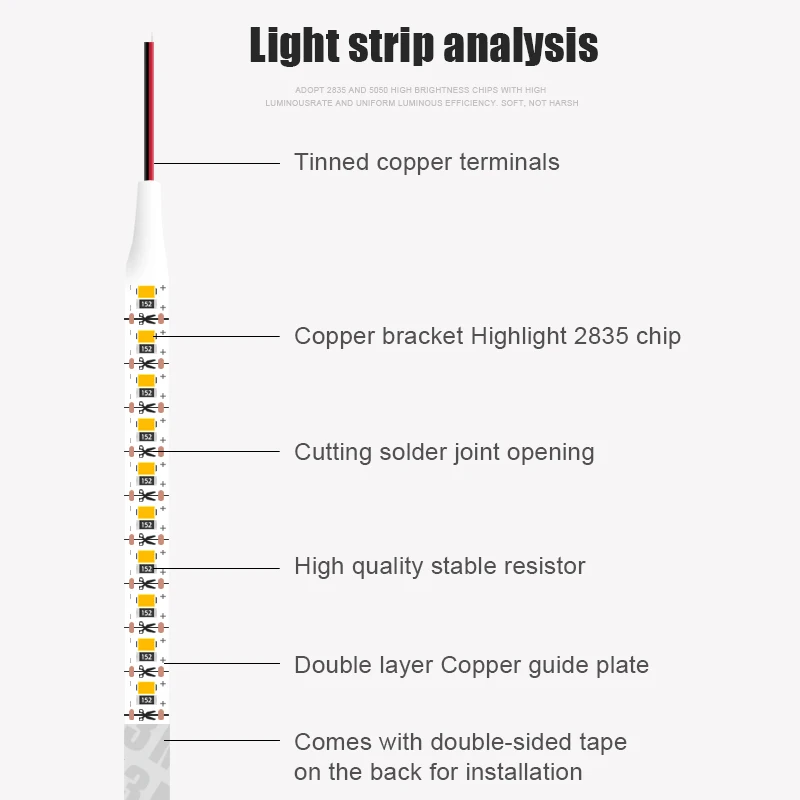Low voltage LED light strip 2835 120 beads self-adhesive light strip wholesale wedding cabinets wardrobe lighting