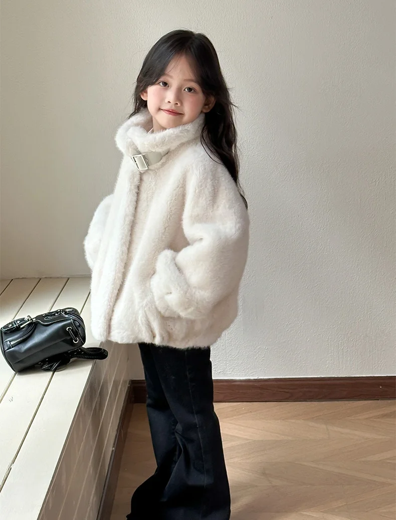 New Arrival Kids Windproof Winter Fake Mink Fur Coat High Quality Kids Outerwear Coat
