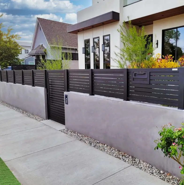 Industrial Custom Main Gate And Fence Wall Design Aluminum Gate Fence