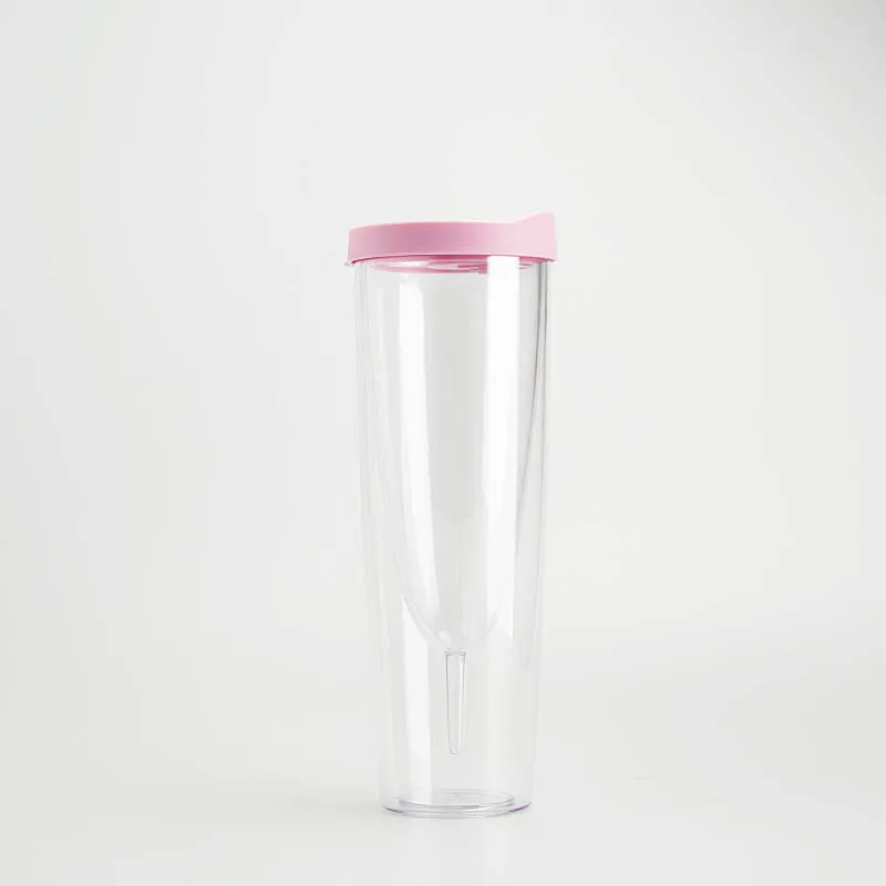 Double Wall  Acrylic Wine  Cup Tumbler Insulated Champagne Glasses 10 oz 14 oz with lid