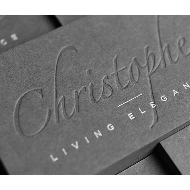 Natural Gray Cotton Luxury Business Cards Printing, Custom Embossing Namecard Printing