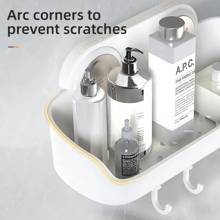 Toilet bathroom shower shelf wall hanging free punching 2 Pack hook bathroom organizer shower caddy