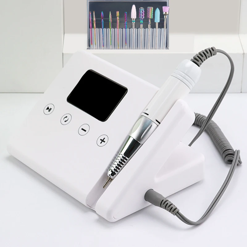 12 Drilling Bits Holes Nail Drill Machine Touch Screen 35000Rpm Gel Polish Filing Machine Desktop Nail Polish Drill Machine