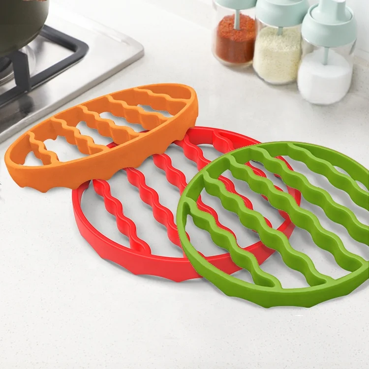 2 Pack Steaming Roasting Accessories Compatible BBQ Silicone Roasting Rack Round & Oval Roaster Racks