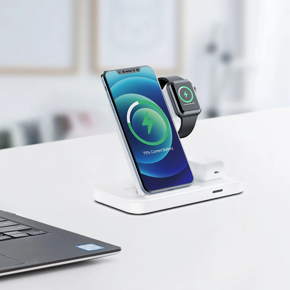 3 in 1 wireless charger dock station foldable