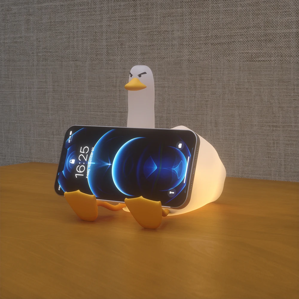 Soft Cute Duck night light bedside Squishy Silicone Dimmable Rechargeable Stuffed Animal LED Duck Light