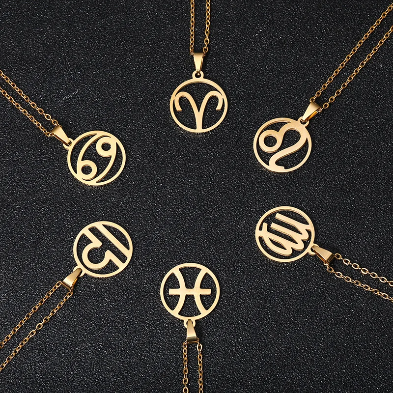 12 zodiac necklace stainless steel zodiac symbol necklace