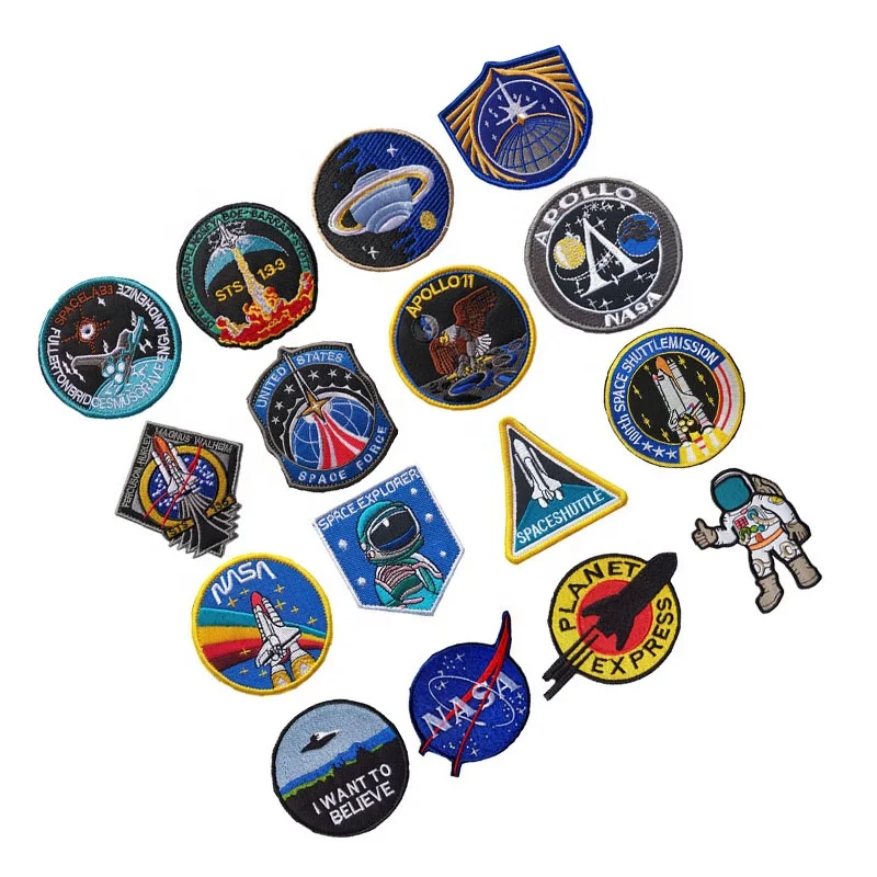 wholesale embroidery Apollo Project NASA Space Agency Aerospace hook and loop fastener Compatible morale patches and badges