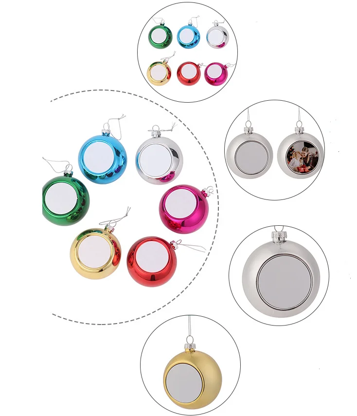 Wholesale DIY 8cm Christmas Decoration Ornaments Blanks Sublimation Christmas Ornament Balls for Tree Decorations