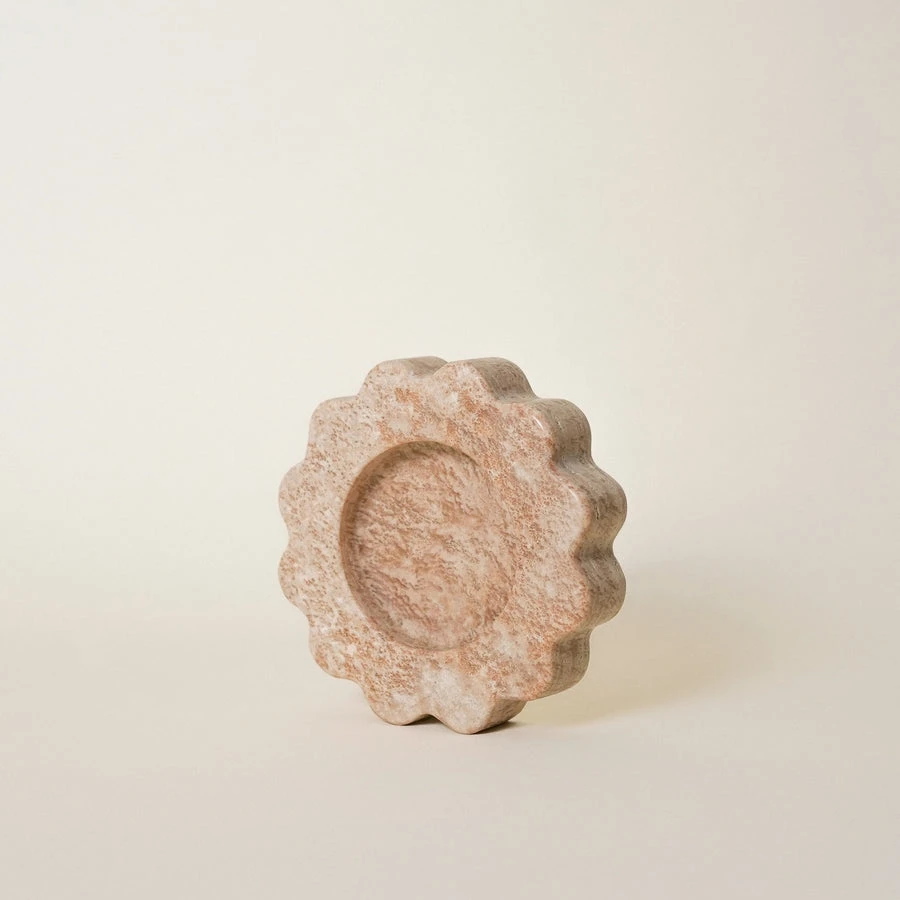 Stonekocc Scalloped Edge Mini Sun Tray Serving Cachall Marble Tray Luxury Stone Dish
