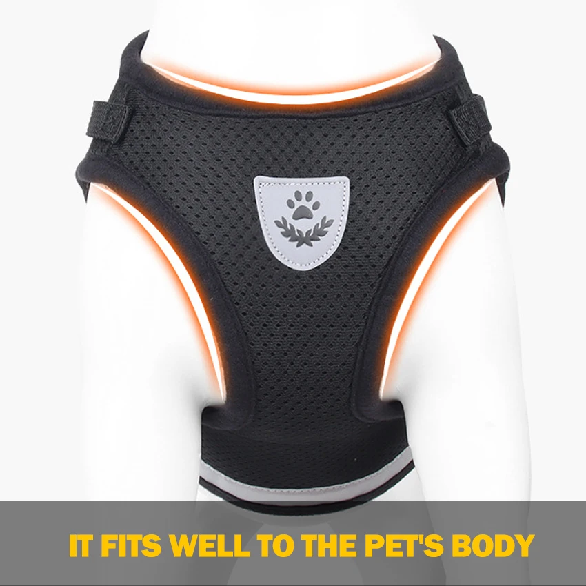 Wholesale High Quality Breathable Fashionable Reflective Polyester Dog Harness for Dog Walking