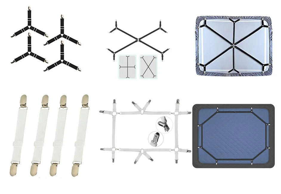 Customization size 4 pcs Adjustable Triangle Elastic bed sheet holder Sofa Cushion Bed Sheet Gripper Holder Corner Straps