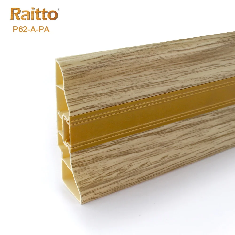 P62-A-PA, Raitto Plastic High Quality PVC Skirting Boards China White Flooring Accessories baseboard