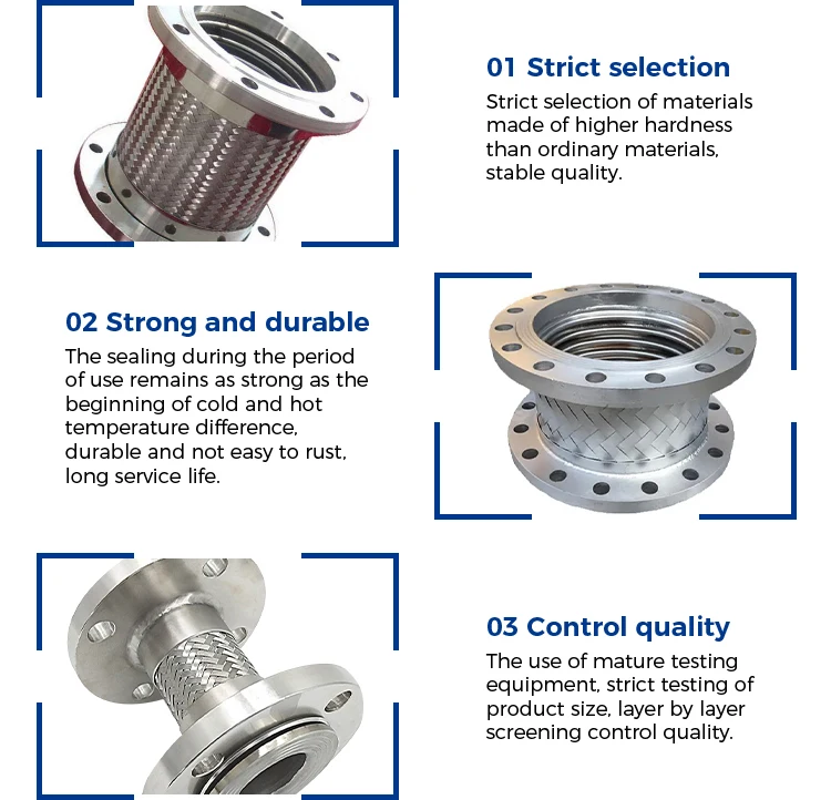 304/304L/316/316L Stainless Steel Pipe Fittings Connection Stainless Steel Flexible Flange Braided Metal Hose
