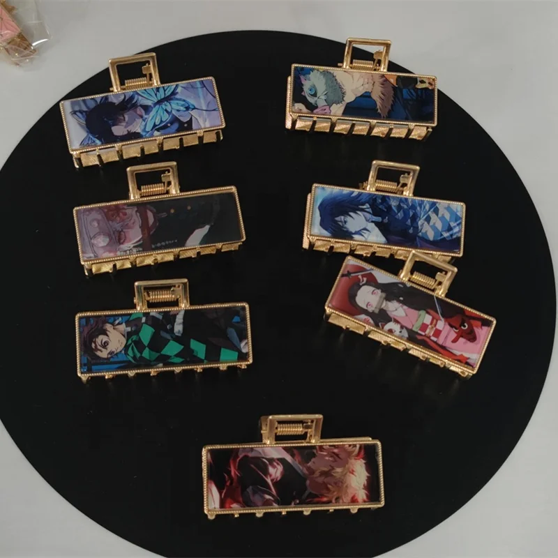 Demon Slayer Kamado Tanjirou Head Horsetail Clip Hair Accessories Japanese Anime Cartoon Character Kamado Nezuko Hairclip Metal