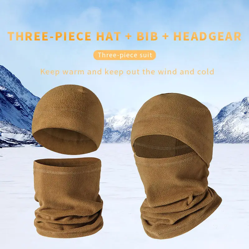 Winter Products 2023 Fleece Beanie Cap Sports Cold Windproof Neck Warmer Gaiter Winter Hat And Scarf Set For Men Women