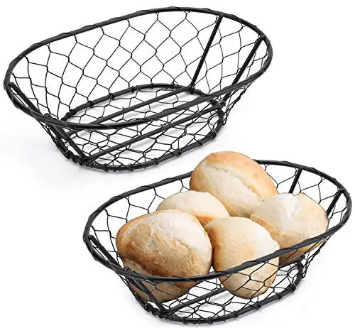Factory wholesale 2 Pack Rope Metal Oval Bread Basket Bread Proofing Basket for Professional & Home Bakers