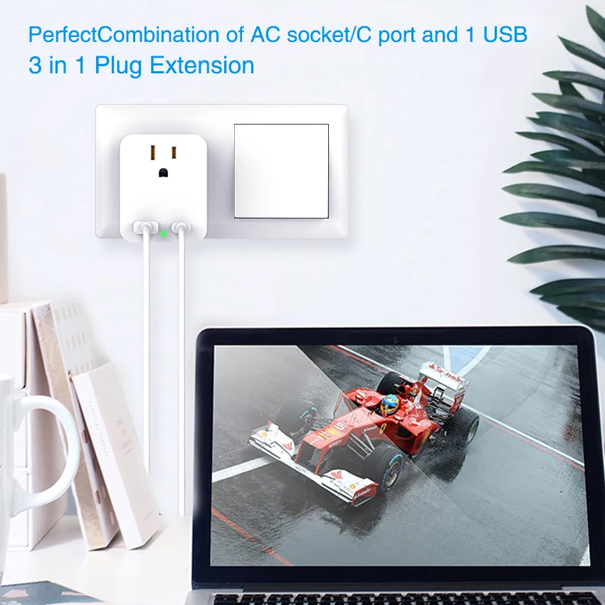 US to UK Plug Adapter US to British Ireland UAE Travel Adapter With 10A Fuse 3 USB A C Converter for America Canada Japan Mexico