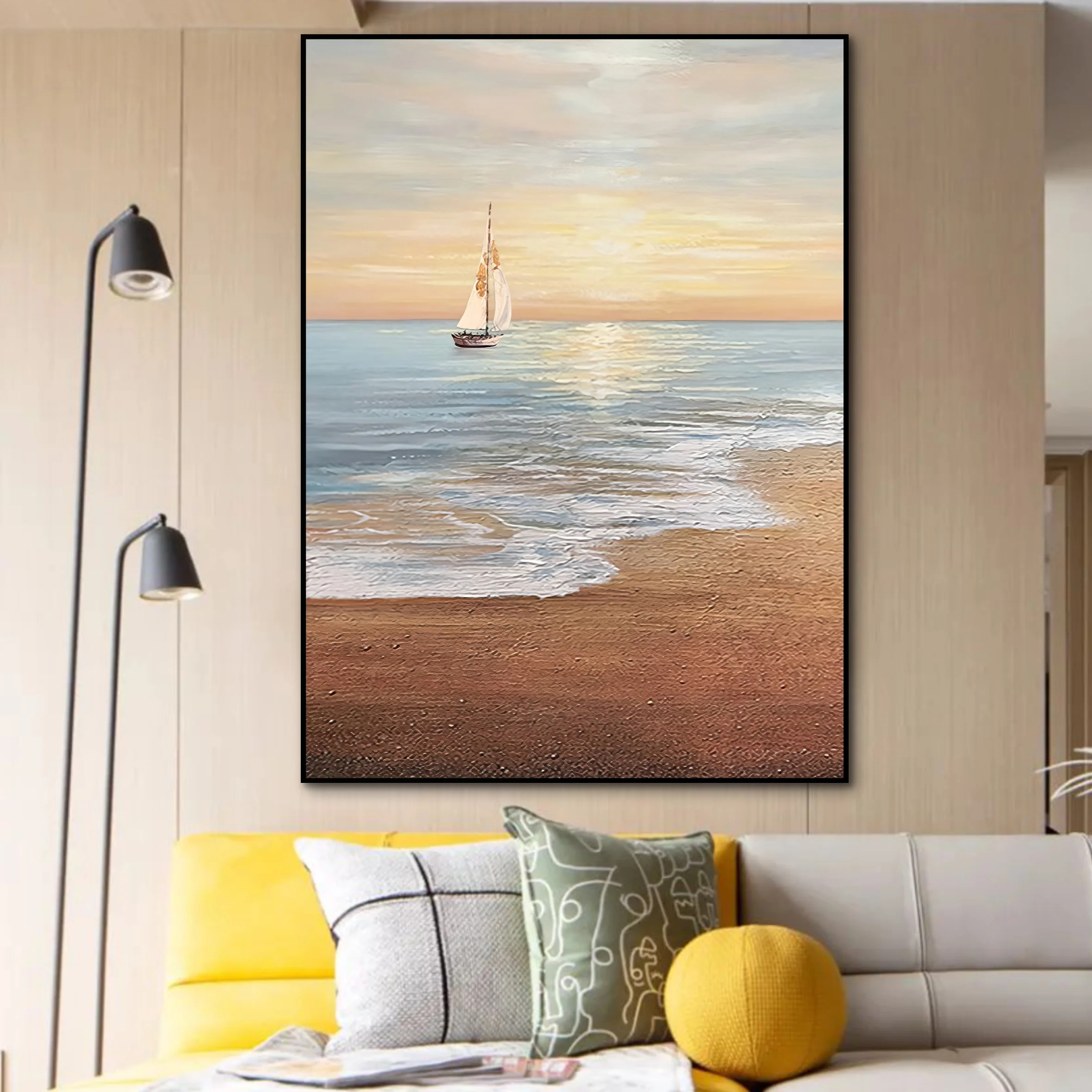 Darling DRZ37 Handpainted Impressionist Sailboat Wall Art Custom Abstract Design Painting Canvas Print Oil Paintings