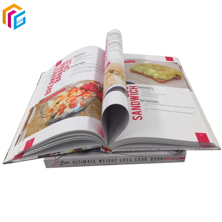 Glossy Hardback Full Color Printing Fitness Daily Diet Journal Cookbook Hard Cover Meal Prep Magazine Recipe Book