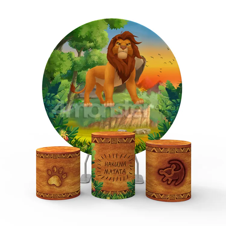 Теплопередача печати лев Король simba натяжение ткани круглый фон для детской