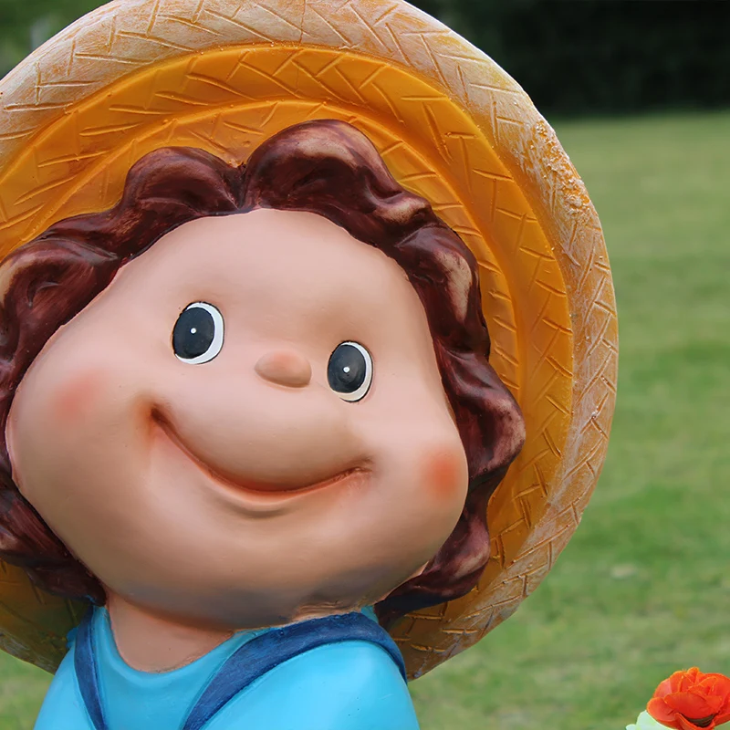 Outdoor Landscape Statues Cycling Doll Flower Pot Fiberglass Garden Planter Ornaments Resin Bike Doll Kindergarten Decoration