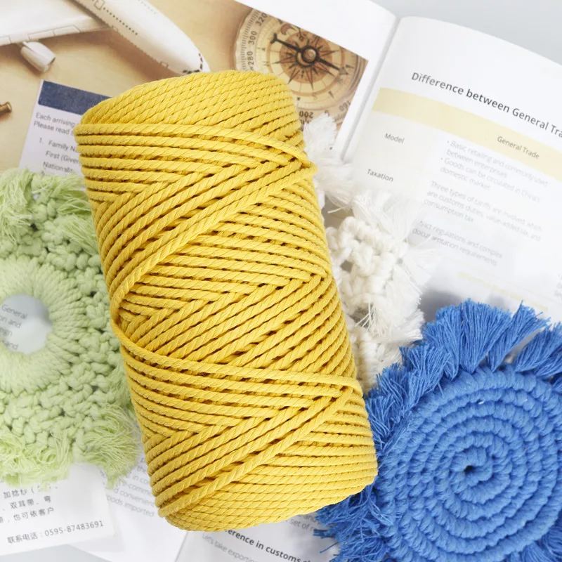 
Popular for Canada Market Oragnic 100%cotton Natural Makramee Garnr Rope 3mm Single Strand Makramee Cord 4MM 