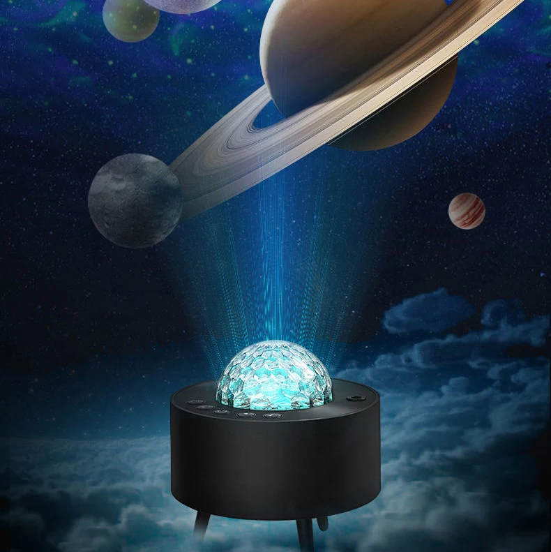 Dreamy Romantic 3D Water Ripple Night Light New USB Star Lamp with Eight Planetary Projection Creative Music Lights for Bedroom