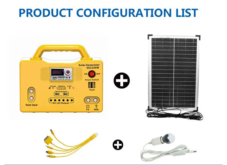 Manufacture Best Selling 20W 30W 50W Solar Generator with Solar Panel DC Solar Power Lighting System