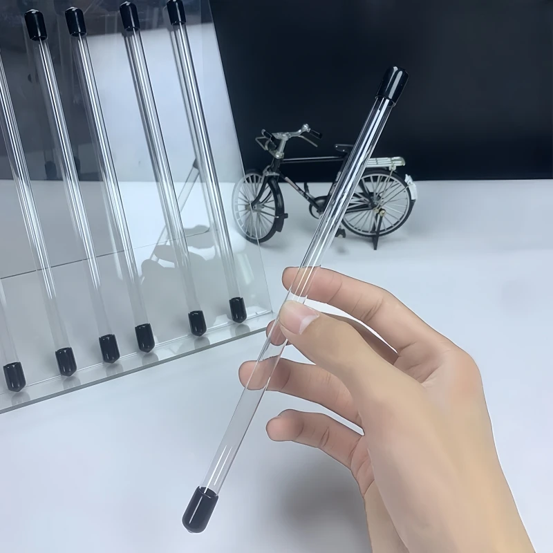 8mm Outer Diameter Pc Tube with black Lid Packaging Tube Transparent Plastic Screen Printing Tube Packing  Gift & Craft 0.5mm