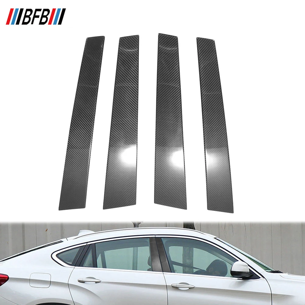 BFB Carbon Fiber Exterior Trim Window  B Center Pillar Trim Cover Trim Stick On Fit For BMW X Series X5 X6 F15 F16 2014+