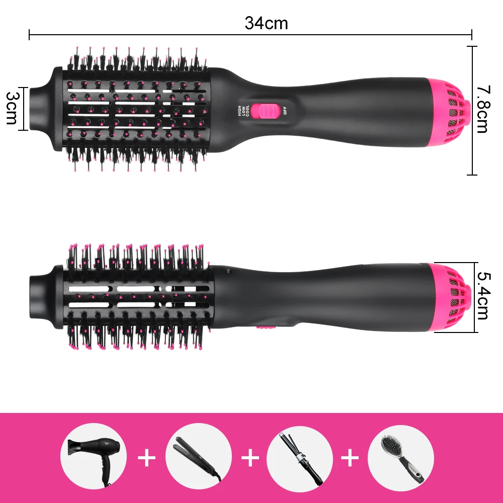 Best Selling Wholesale Professional 2-in-1 Electric Brush Hair Iron Straightener Ion Hot Comb Crimper Rotating Hair Curler