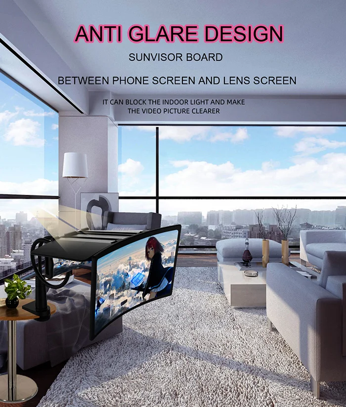 
Lazy stand 3D Curved enlarged Screen Amplifier, Magnifying TV Cinema Amplifier Mobile Phone Screen Magnifier for live video chat 