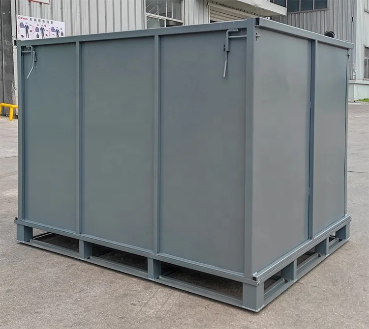 steel pallet box Hot-dip galvanized collapsible steel IBC container tote tank for storage and transportation of chemical liquids
