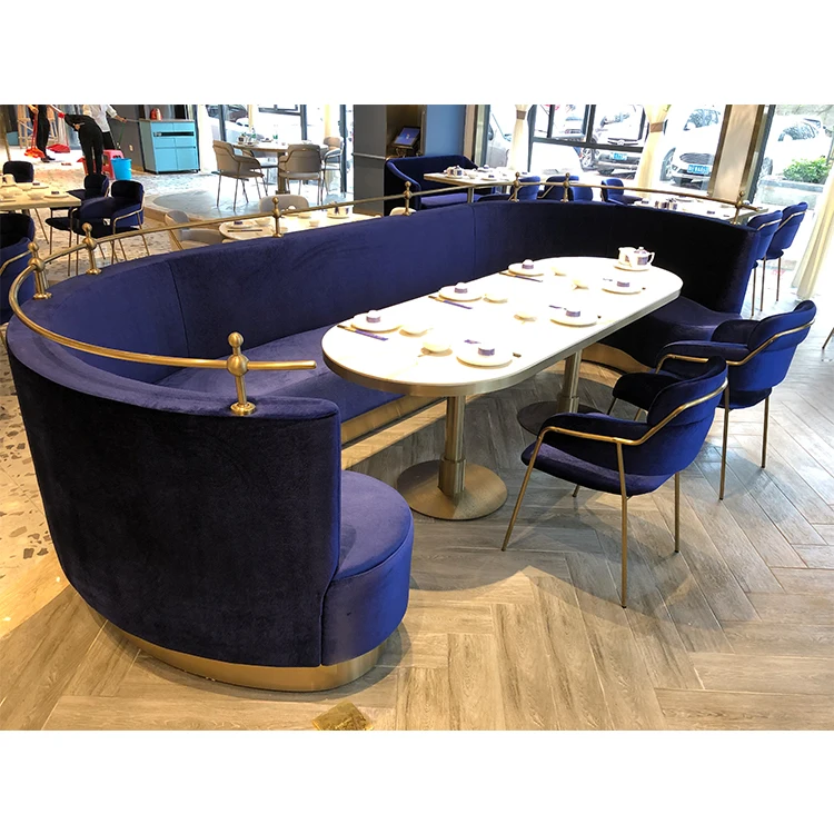 Best price commercial hotel blue U shape booth seating modern restaurant sofa bench for sale